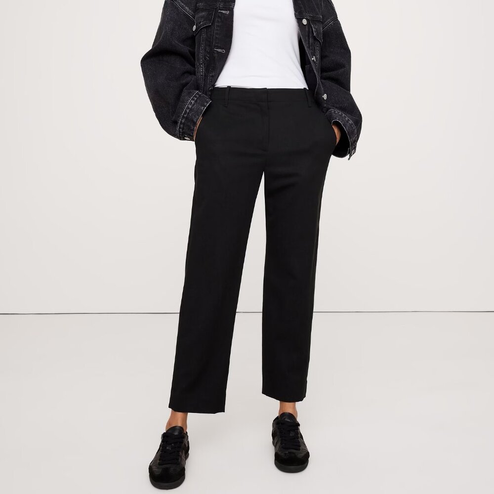 NWT Banana Republic Black All Day Tencel-Cotton Twill Ankle Trouser Pants XL